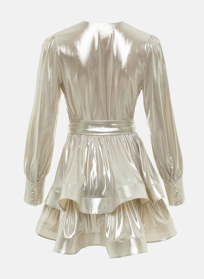 Lichi Shiny mini dress  with ribbons at the waist